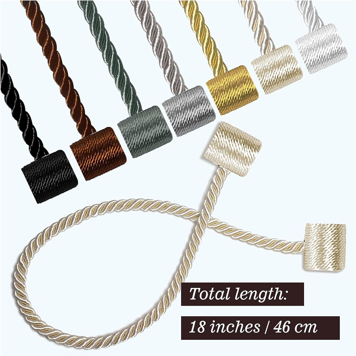 Hion Magnetic Curtain Tiebacks Black 2pcs, Curtain Tiebacks Buckles Holdbacks Holders Hooks Clip for Home Bedroom Office Decorative Curtain