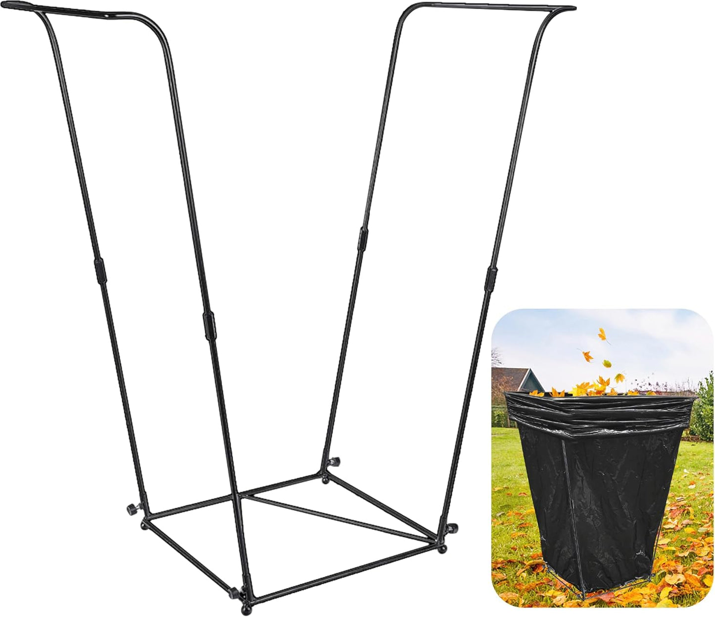 1pc Metal Trash Bag Holder - Garbage Bag Holder Frame Holds 30-45 Gallon Plastic Bags-Multi-Use Outdoor Leaf Bag Stand for Yard Camping Garden Lawn Party Supplies