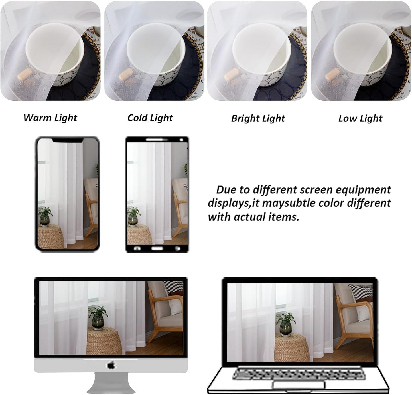 Chyhomenyc Extra Long White Sheer Curtains 120 Inches Long 2 Panels, Light Filtering White Curtains for Living Room, Soft Gentle Voile Rod Pocket Bedroom Window Drapes, 59Wx120L Inch, 10FT, 2PCS