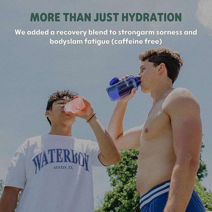 Waterboy Workout Hydration | 2,960mg Sugar Free Electrolyte Powder Packets | L-Glutamine + Vitamins | No Sugar, All Natural, Gluten Free | 15 Drink Stick Mixes (Blue Raspberry)