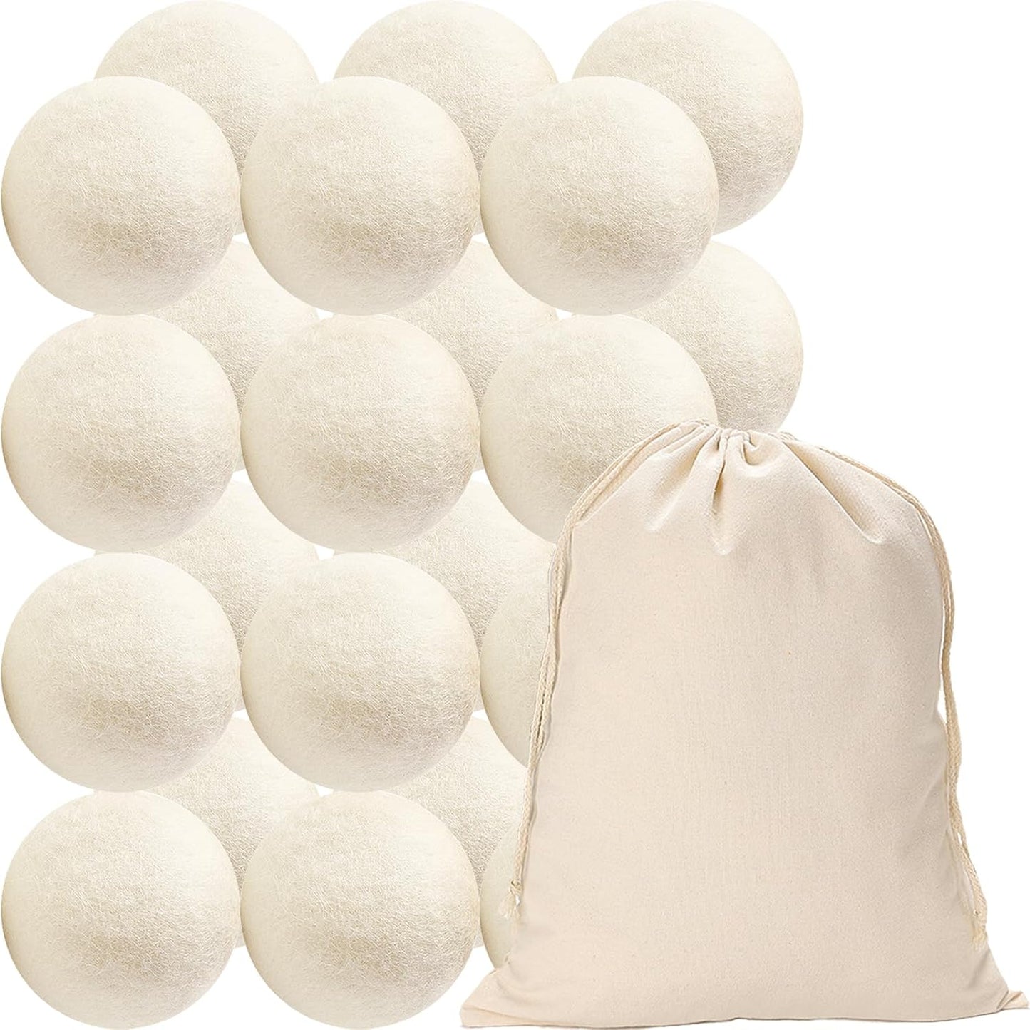 24 Pack Wool Dryer Balls XL Reusable Laundry Balls for Dryer Natural Fabric Softener Ball with 1 Storage Bags Reduce Wrinkles and Decrease Drying Time