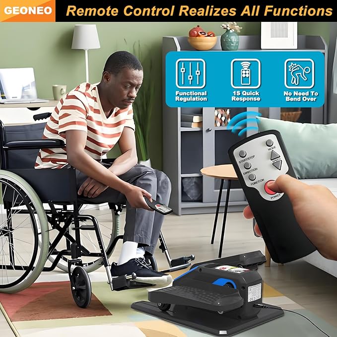 Under Desk Elliptical Machine, Electric Ellipse Leg Exerciser for Senior, Quiet and Compact Electric Seated Pedal Exerciser for Home with Monitor, Remote Control and 12 Adjustable Speeds