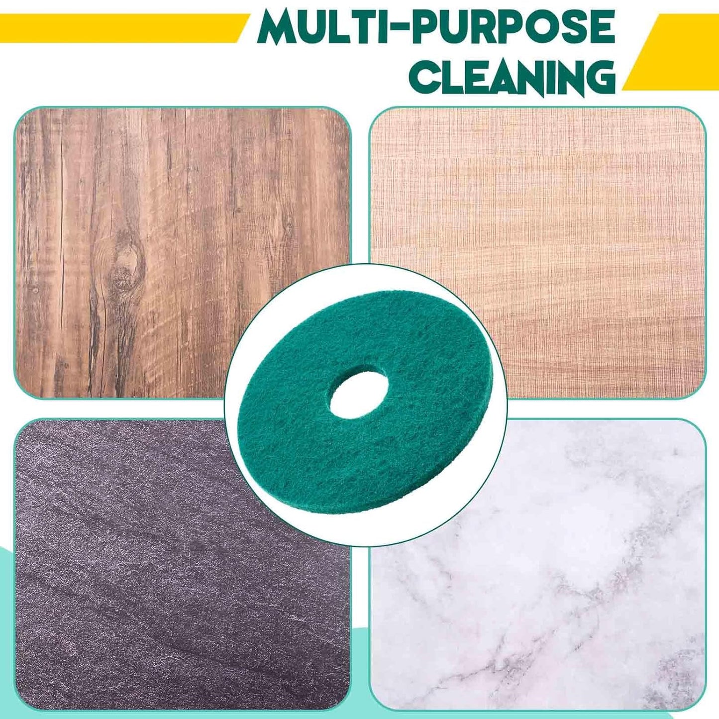 2 Pcs 12" Green Scrubbing Pads Commercial Cleaning Orbiter Pads-Maintenance Non Woven for Floor Buffer Machine