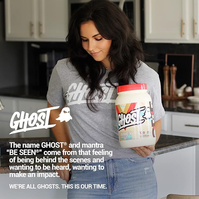 GHOST Whey Protein Powder, Coffee Ice Cream - 2LB, 25G of Protein - Whey Protein Blend - ­Post Workout Fitness & Nutrition Shakes, Smoothies, Baking & Cooking - Soy & Gluten-Free