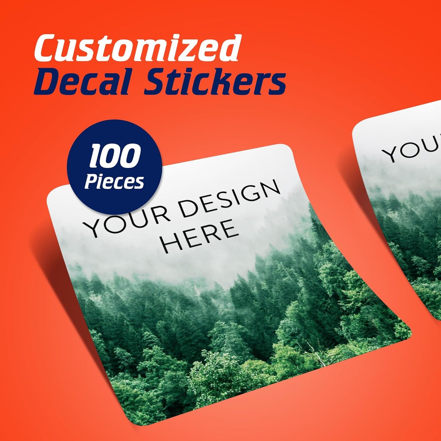 100 Custom Vinyl Stickers - Upload Your own Image, Text, Design, Logo - Personalized Logo Labels for Handmade, Packaging, Bottle, Jars, Candle, Brand Stickers (Foggy Valley, 3x3 Square)