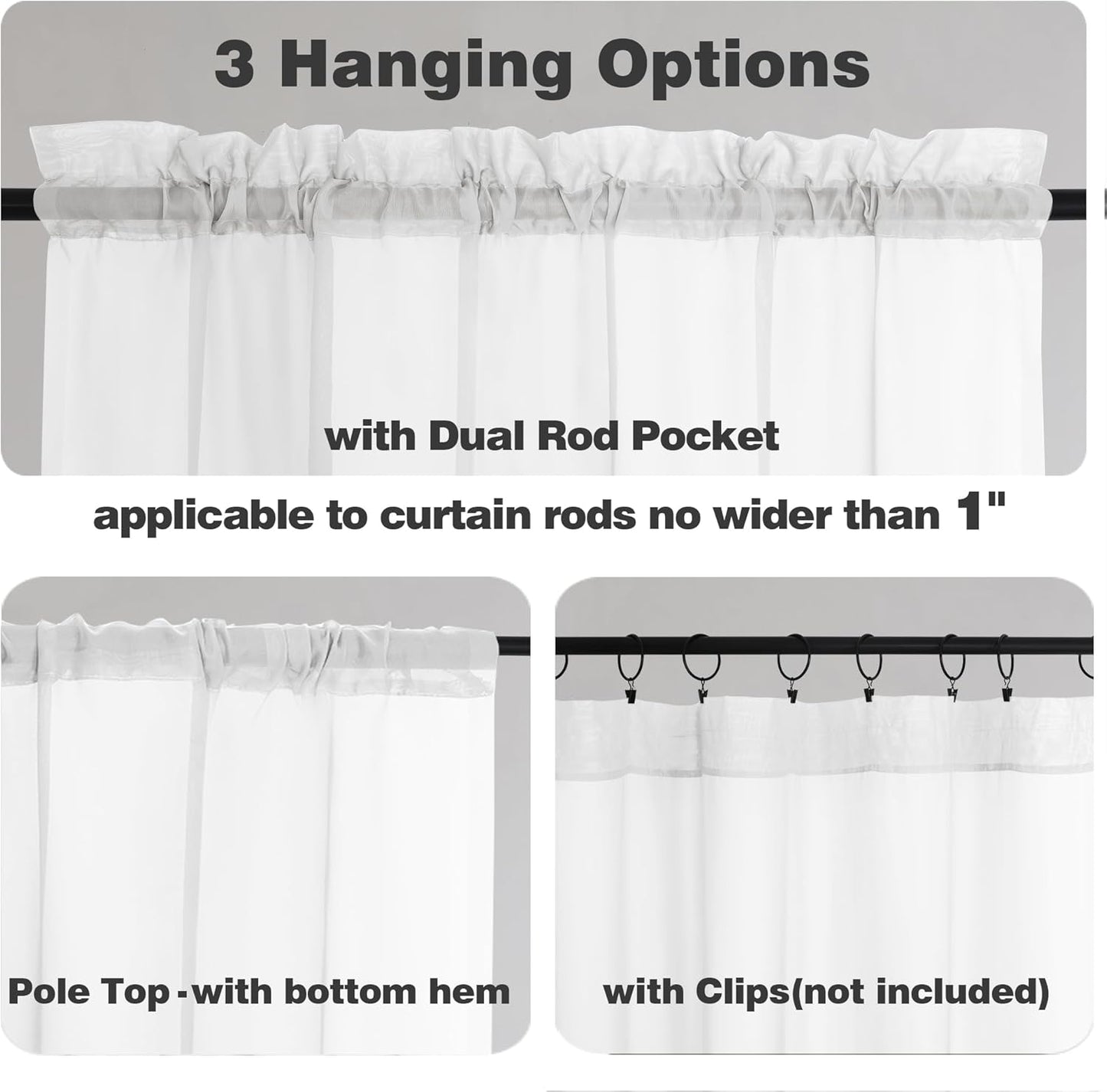 Chyhomenyc Extra Long White Sheer Curtains 108 Inches Long 2 Panels, Light Filtering White Curtains for Living Room, Soft Gentle Voile Rod Pocket Bedroom Window Drapes, 59Wx108L Inch, 9FT, 2PCS