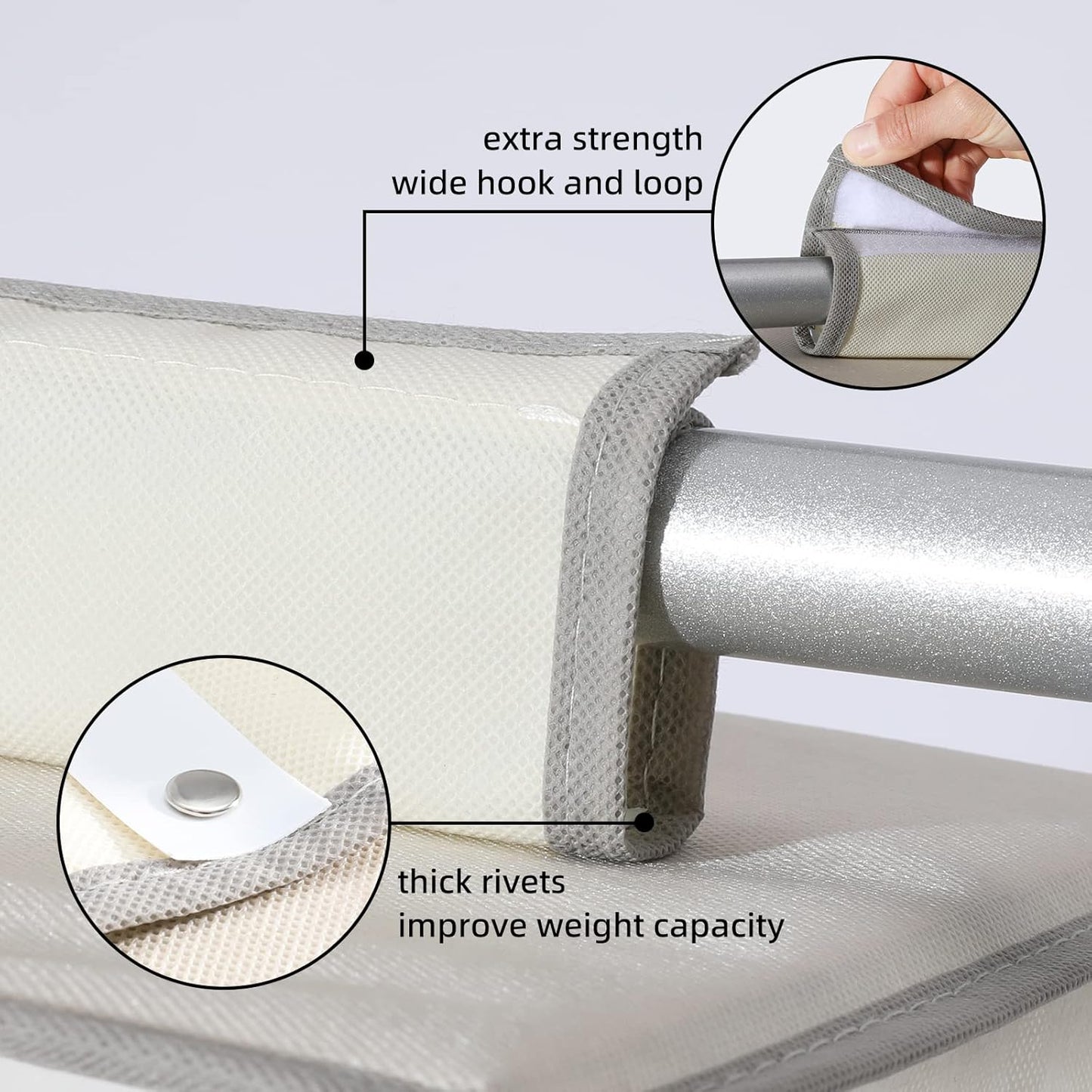 2 Packs Hanging Closet Organizer Storage, 6-Shelf Hanging Shelves Clothes Organizer and Storage with Side Pockets, Beige