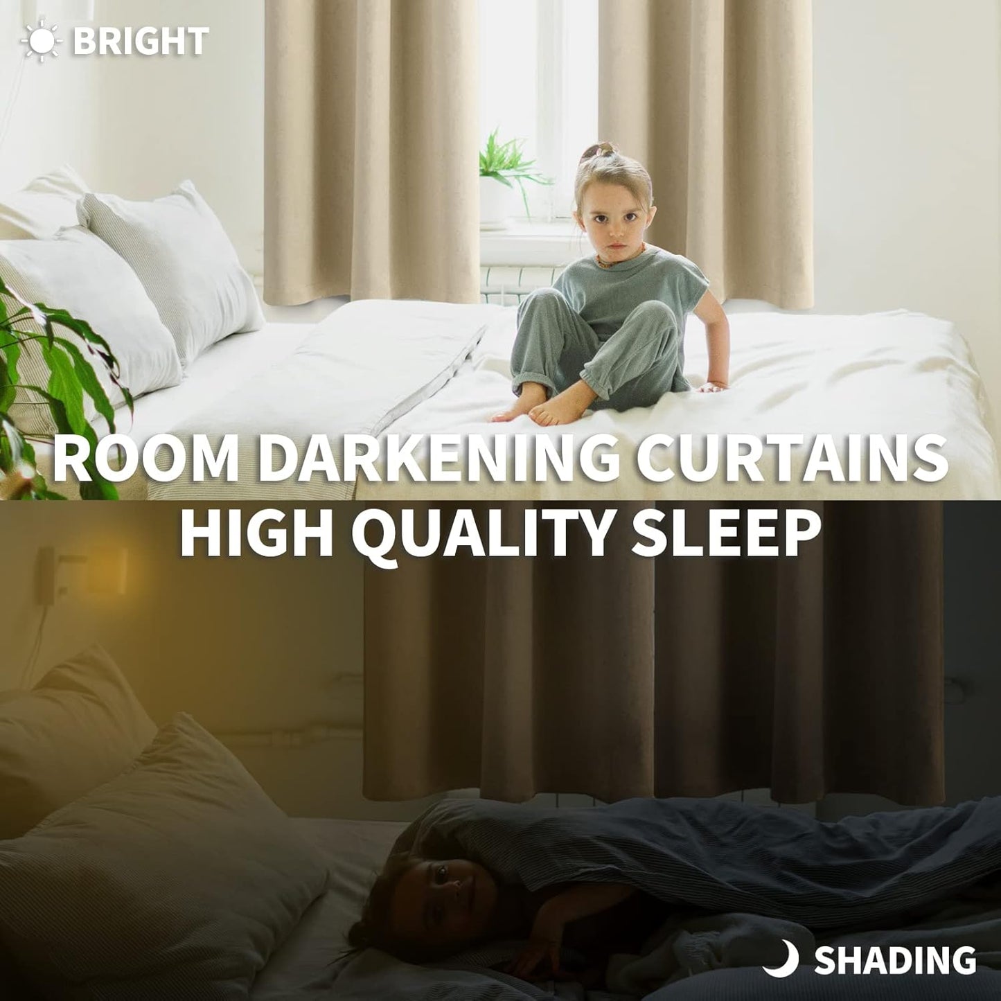 BGment Beige Blackout Curtains 63 Inches Length for Bedroom - Thermal Insulated Drapes Room Darkening with Rod Pocket for Living Room, 42 x 63 Inch, 2 Panels