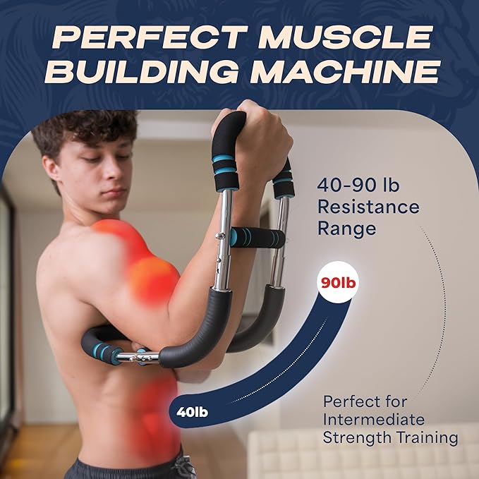 Twister Arm Trainer 40-90 lbs - Adjustable Chest, Arm & Upper Body Workout Bar for Home Gym Strength Training - Silent Resistance Power Twister by GOHOMELY
