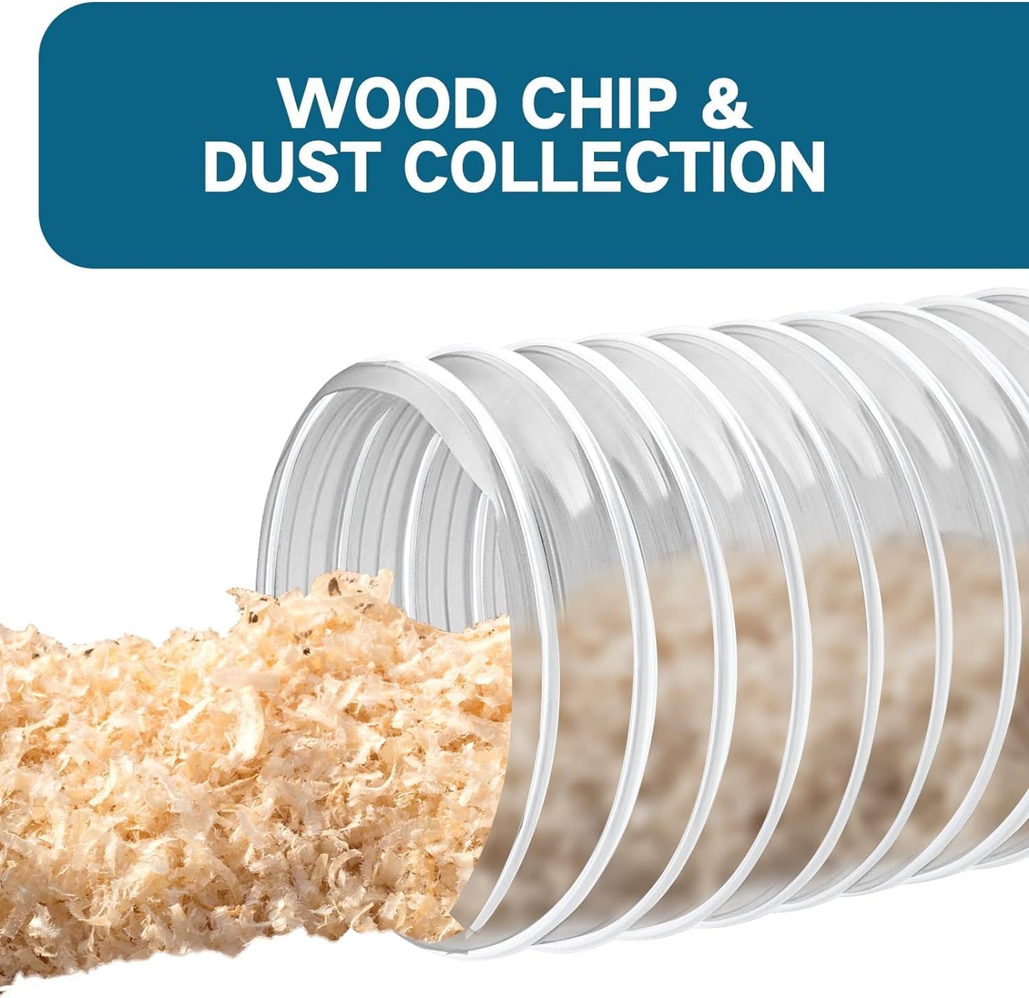 Heavy PVC Dust Collection Hose 6" x 10', Puncture Resistant PVC Dust Collection Hose with Carbon Steel Wire Coil for Woodworking, Workshops, Dust Collectors