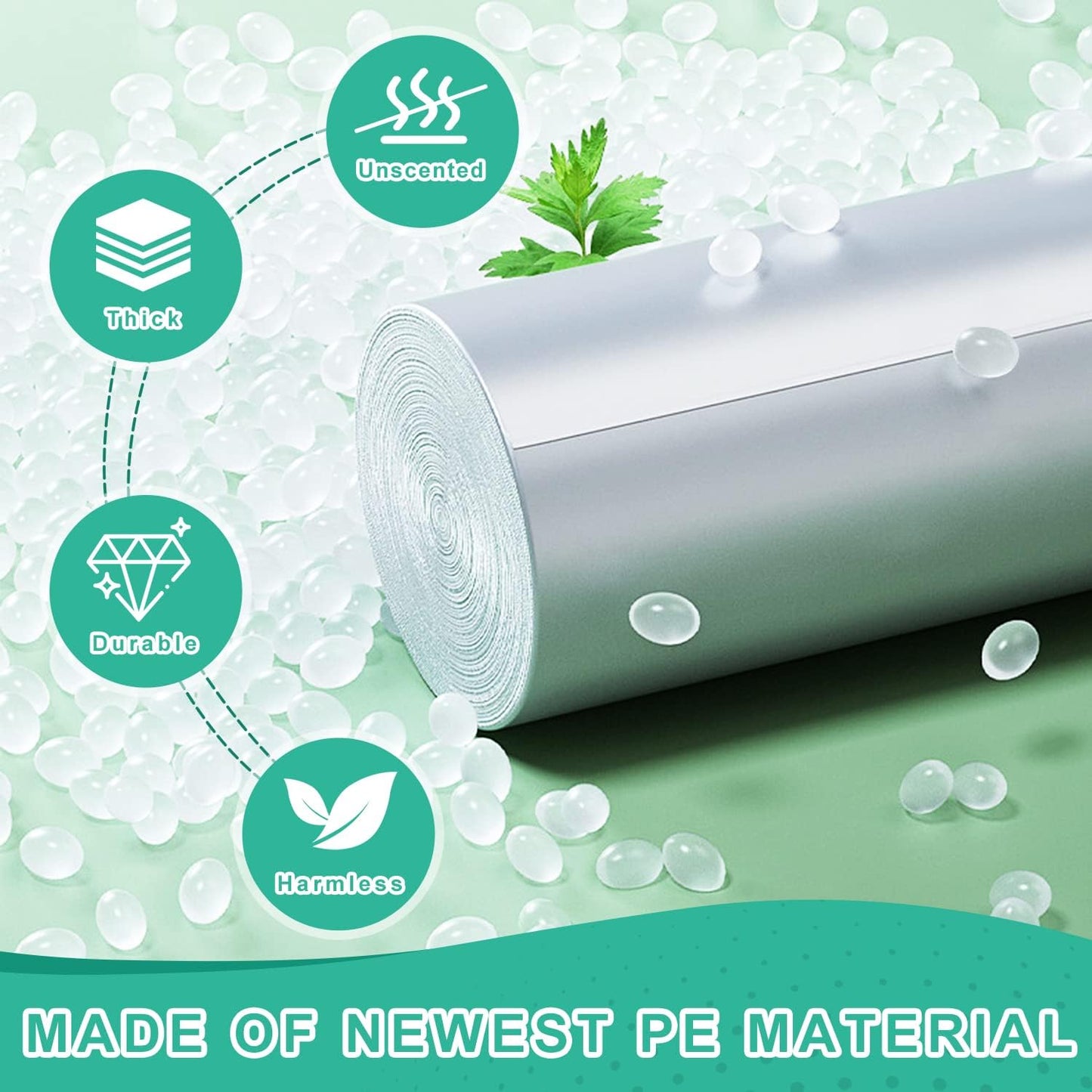 120 Count 8 Gallon Trash Bags Unscented - Thick Clear Medium Garbage bags, 30 Liter Strong Plastic Wastebasket Can Liners for Kitchen Home Bathroom Office