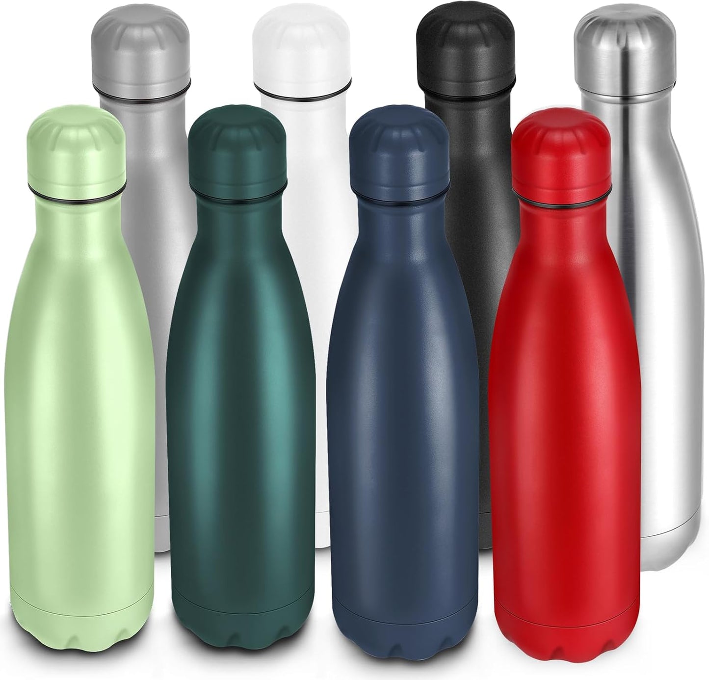 17oz Cola-Bottle Shaped Stainless Steel Leak-proof Water Bottle,Double Wall Vacuum Insulated Metal,Travel Mug For Sports Indoors & Outdoors,BPA-Free Kids Flasks,Assorted(8 Pack)