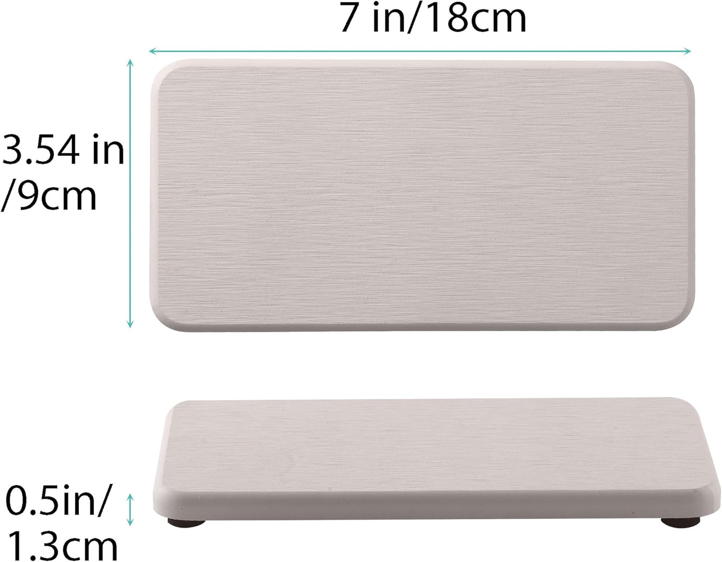 2 Pcs Water Absorbing Stone Trays, Kitchen/Bathroom Sink Soap Dish, Diatomite Tray Used for Hand Soap & Cosmetic Bottles in The Modern Home, 3.5" W x 7.1" L, White