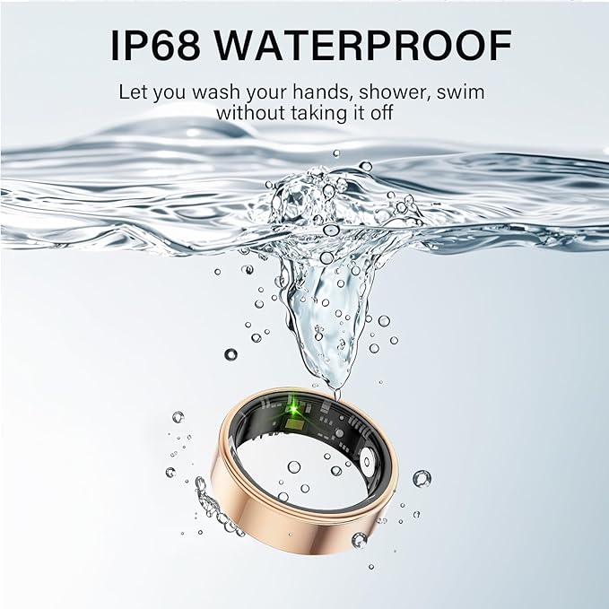 Smart Ring Health Tracker, Fitness Sleep and Heart Rate Monitor Smart Ring, Waterproof Bluetooth Fitness Tracker Ring IPX68 Waterproof (Black, 11)