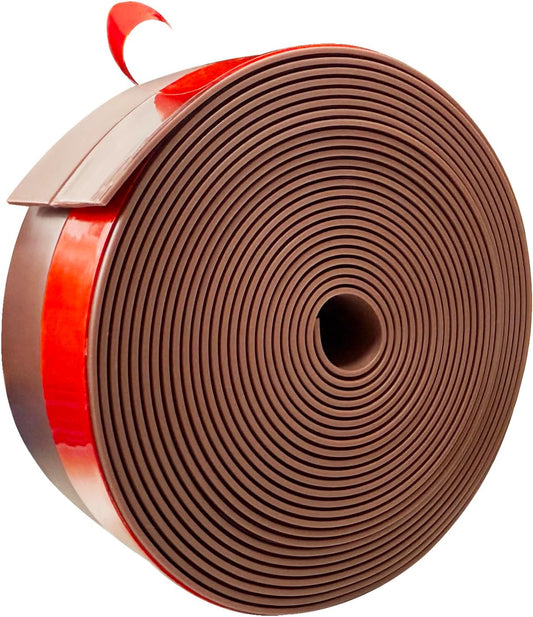Silicone Weather Stripping, Door Draft Stopper Window Seal Strip for Gaps of Door & Windows, Garage Door Under Bottom, Sealing Tape Shower Doors Sweep (Brown, 3 inch x 20 Ft.)