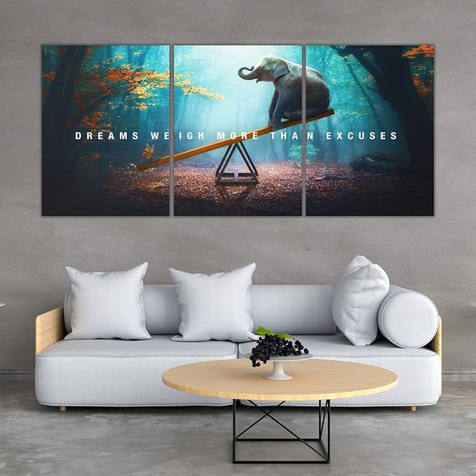 Yetaryy Motivational Poster Inspirational Wall Art 3 Pieces Canvas Painting Lion Artwork for Living Room Office Modern Home Decor Prints Pictures Wall Decor Framed Ready to Hang [48''Wx 24''H]