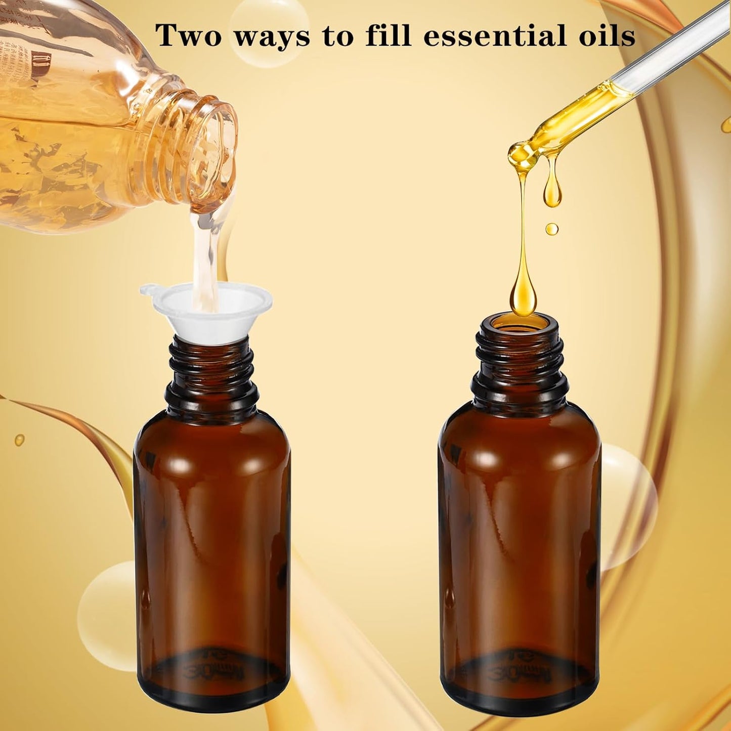 10ML Roller Bottles for Essential Oil, 4 Pack Empty Amber Glass Roller Bottle for Perfume Oil, Roll on Bottles with Stainless Steel Roller Balls, Opener, Funnel and Dropper