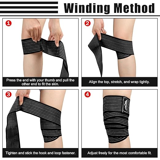 supregear 2 Pcs Hamstring and Thigh Compression Wraps, Adjustable Thigh Brace for Muscle Sprain, Quadricep Support Sleeve for Men and Women, Elastic Bandages for Knee Calf Arm Leg, 200 cm/79 in, Black