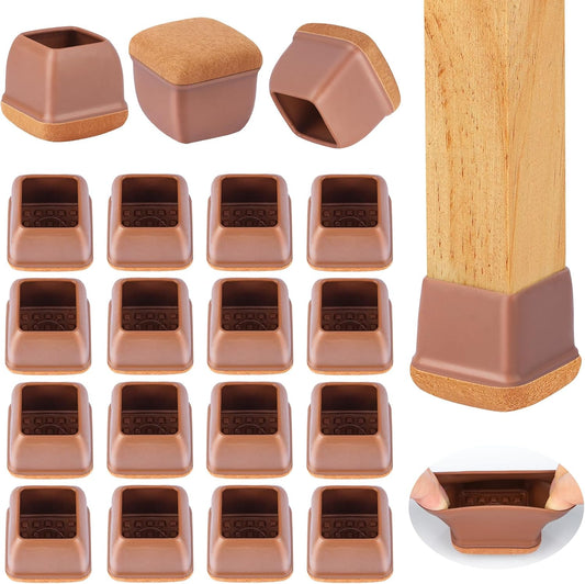 24 Pcs Extra Large Square Chair Leg Floor Protectors, Silicone Chair Leg Protectors for Hardwood Floors, High Elastic Chair Leg Caps, Protect Wooden Floors from Scratching (Fit: 1-2/5" - 1-4/5")