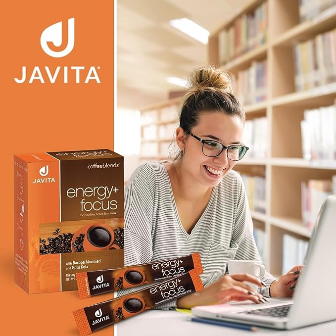 Javita Energy + Focus Instant Coffee Packets, 100% South American Arabica & Robusta Blend, plus Herbs for Clarity, Energy, & Focus, Keto, Dieters Drink, 4 boxes of 24 (4.2g) sticks