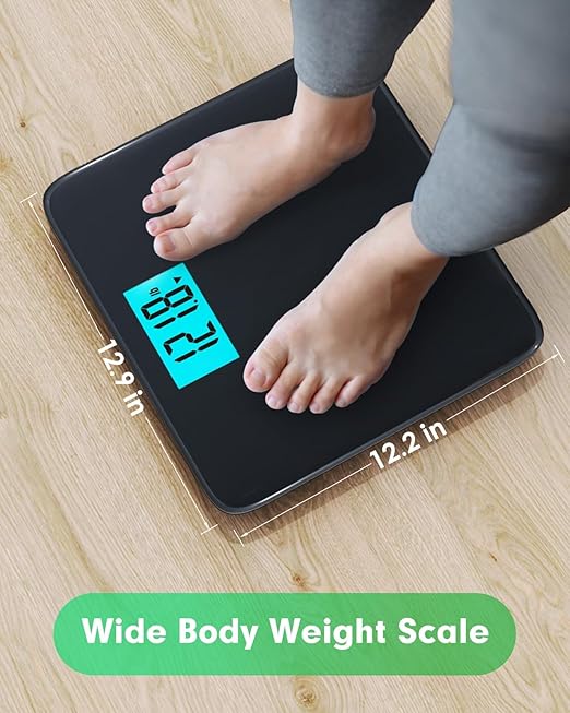 Scale for Body Weight 560lbs Digital High Capacity Bathroom Weighing Bath Scale for Heavy People Weigh Scale with Wide Platform Large LCD Display Batteries Included Black