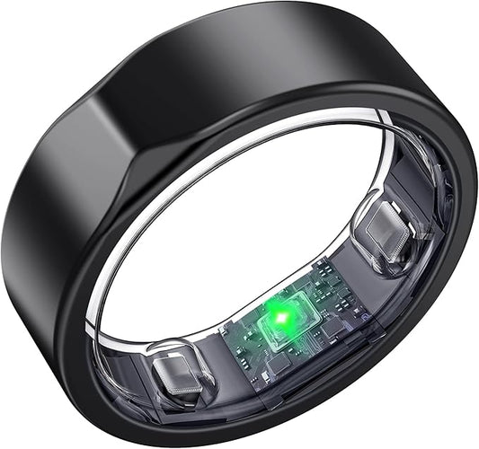 Smart Ring for Women Men - Titanium Health Fitness Tracker Ring with Heart Rate, Step Counting, Calories, Sleep & Stress Monitor for iPhone and Android, No Subscription Fee (Black, 11)