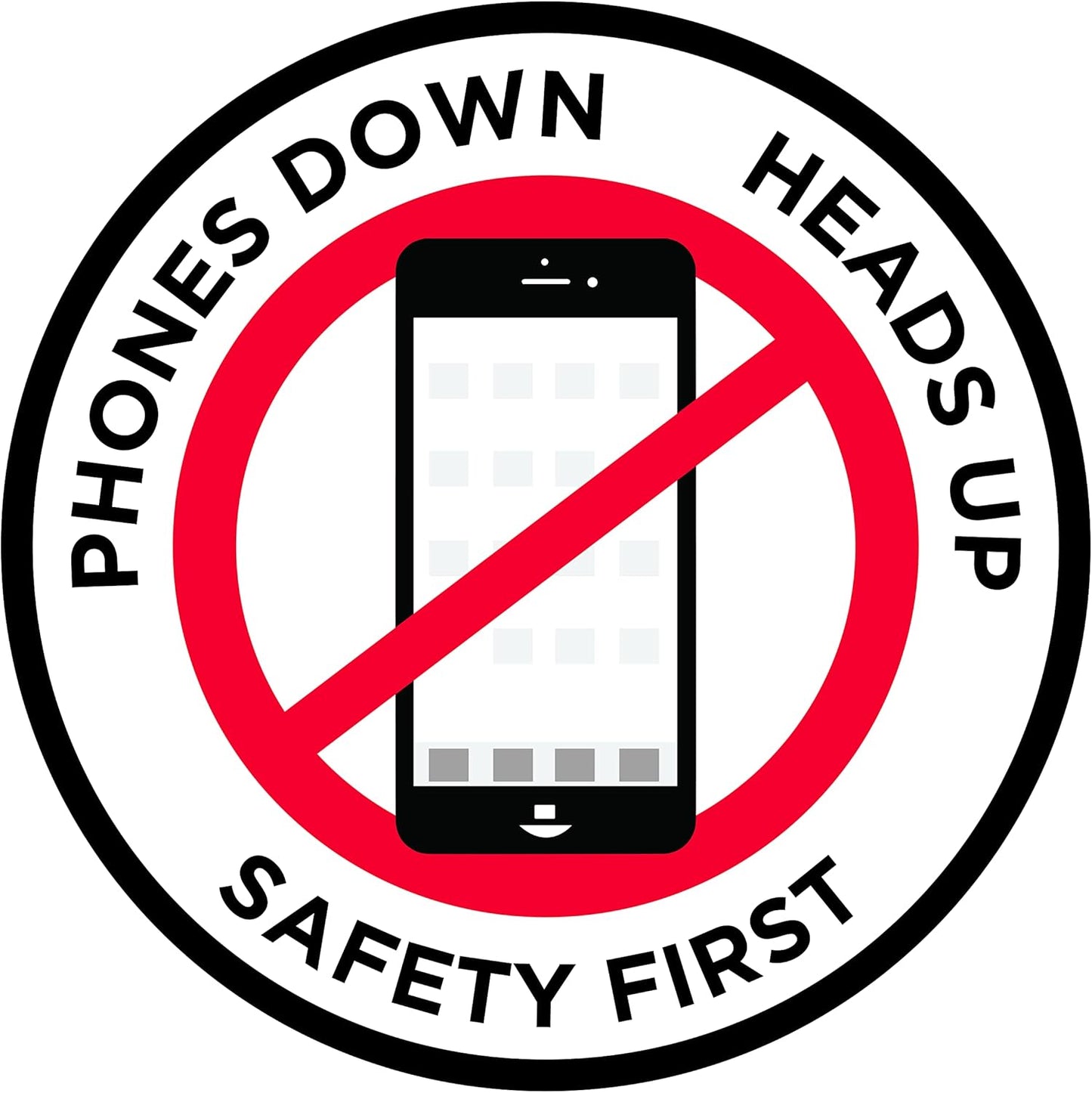 "Phones Down Heads Up" Safety Sign - Laminated Adhesive Floor Signs by Graphical Warehouse (26)
