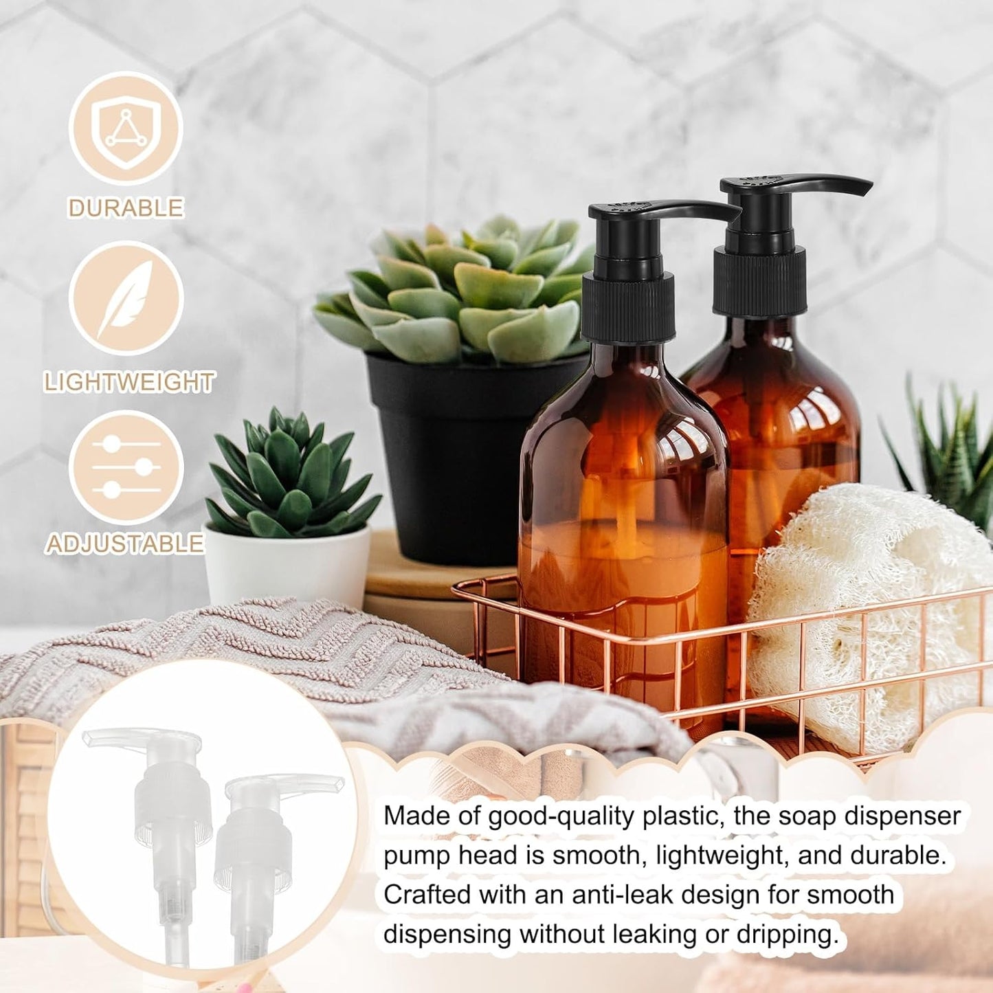 uxcell 16 Pcs Soap Dispenser Pump Heads Soap Dispensers Top Pumps Replacement Switch Pumphead for Standard 24/421 Neck Size Lotion Shampoo Bottle, Transparent