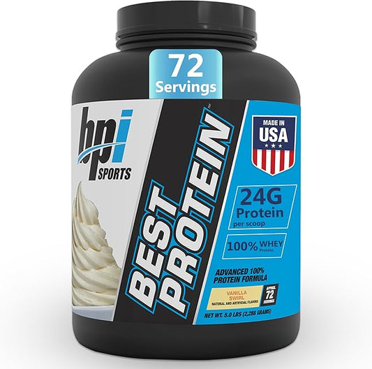 BPI Sports Best Protein – 100% Whey Protein Powder – Muscle Growth, Recovery, Meal Replacement – No Fillers, Gluten-Free – Best Protein Powder for Men & Women | Vanilla Swirl – 5 Pounds