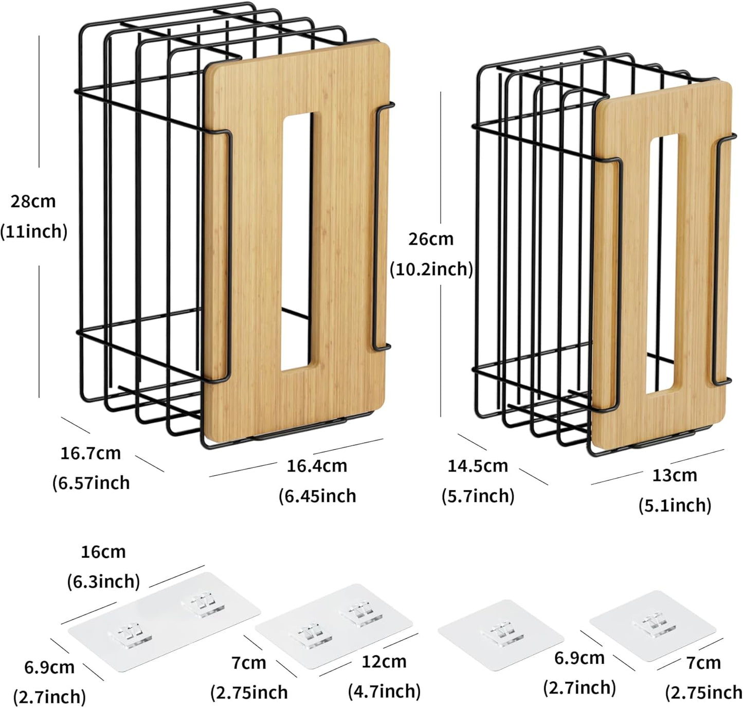 2 Pack Grocery Bag Holder for Plastic Bags - Wall Mount Kitchen Plastic Bag Holders for Grocery Bags - Bag Holder for Kitchen,Under Sink,Pantry and Garage,Black