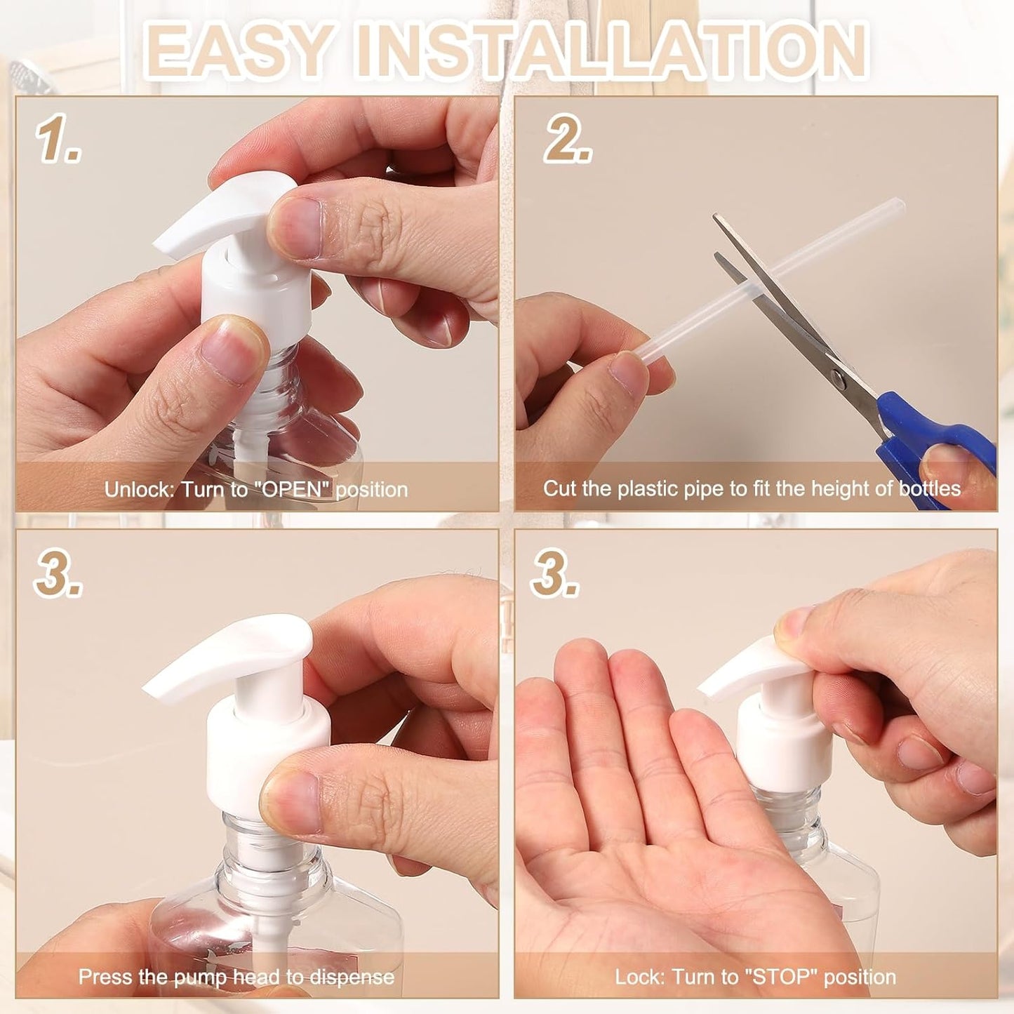 uxcell 12 Pcs Soap Dispenser Pump Heads Soap Dispensers Top Pumps Replacement Switch Pumphead for Standard 24/427 Neck Size Lotion Shampoo Bottle, Transparent