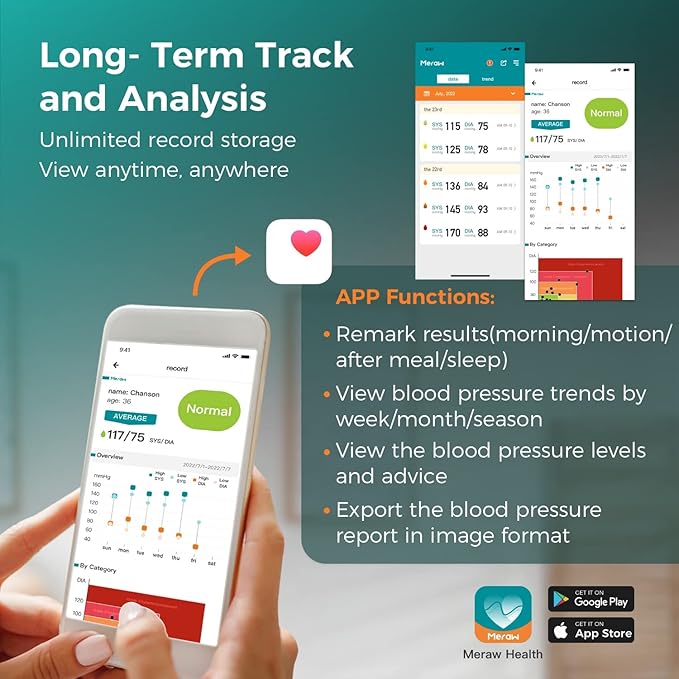 Blood Pressure Monitors for Home Use with APP Health Tracking, Blood Pressure Cuff Arm 8.6-16.5' with Automatic Pressurization, Irregular Heartbeat Monitoring, 8 AAA Batteries (Black)