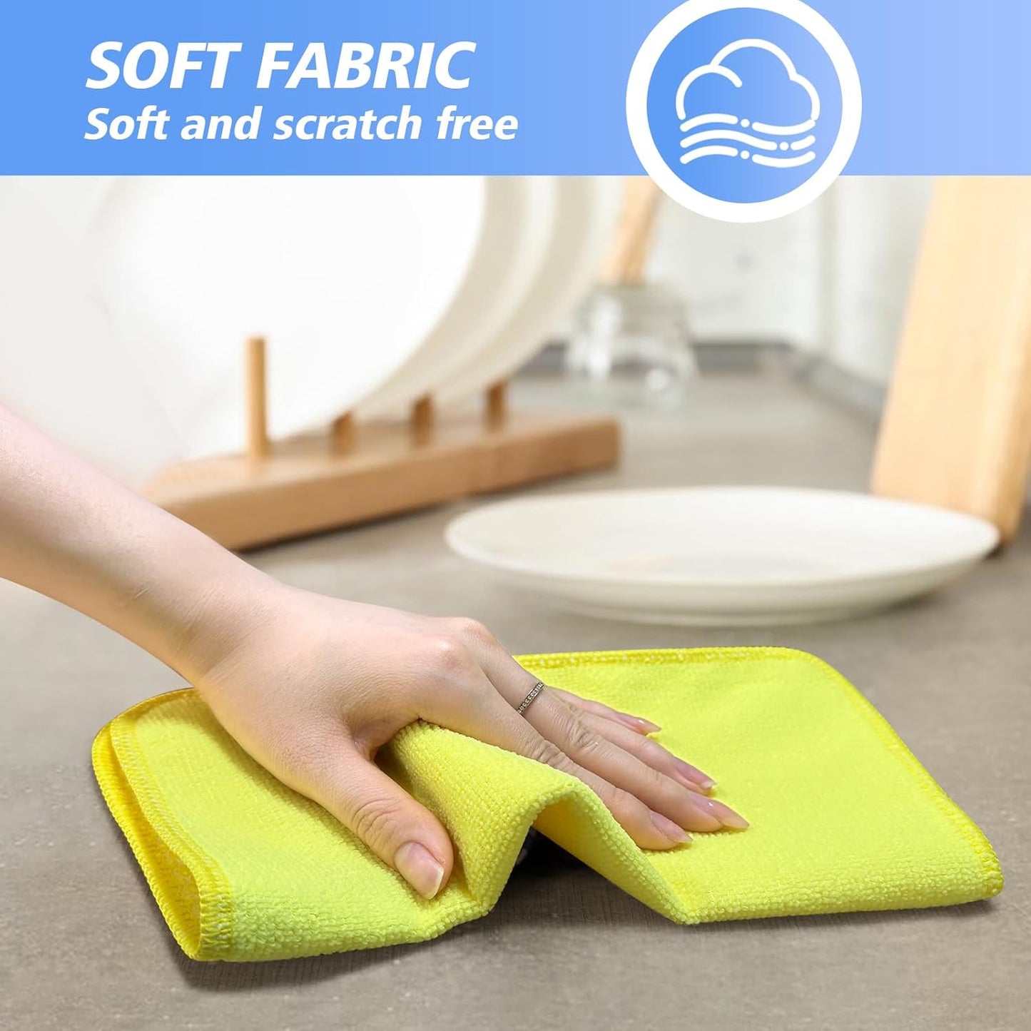 KinHwa Kitchen Washcloths for Dishes Absorbent Microfiber Dish Cloths Quick Dry Dish Rags with Poly Scour Scrub Side Ideal for Kitchen Cleaning (Mixing Colors #1, 9inchx9inch 9 Pack)