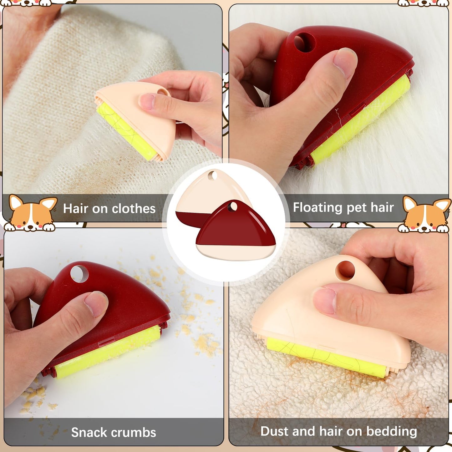 Good Life Lint Roller, Reusable Mini Lint Roller Pet Hair Remover, Portable Lint Roller, Washable Lint Roller, Portable Lint Remover for Clothes, Furniture, Dog & Cat Hair (4 Set)