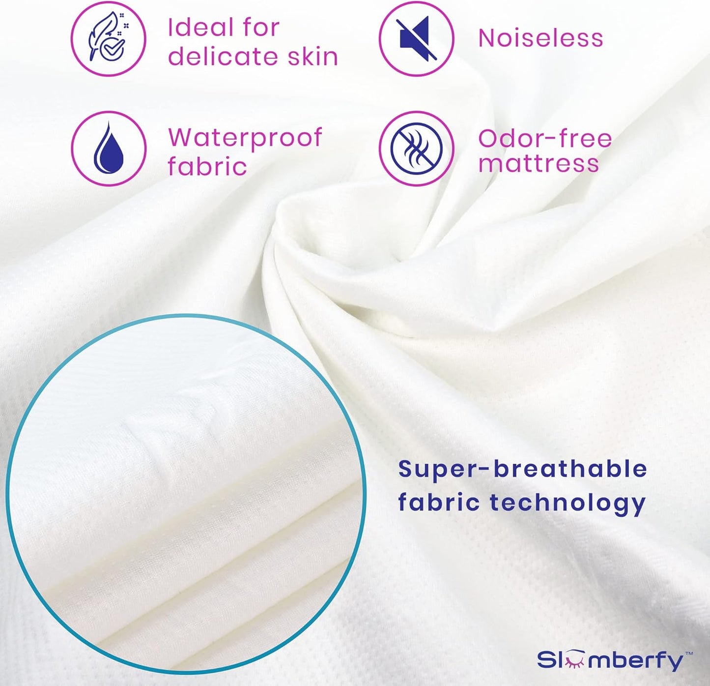 Waterproof Mattress Protector by Slumberfy | Hypoallergenic Bamboo Mattress Protector | Natural + Breathable Jacquard Fabric | Twin XL Mattress Cover – 39x80”