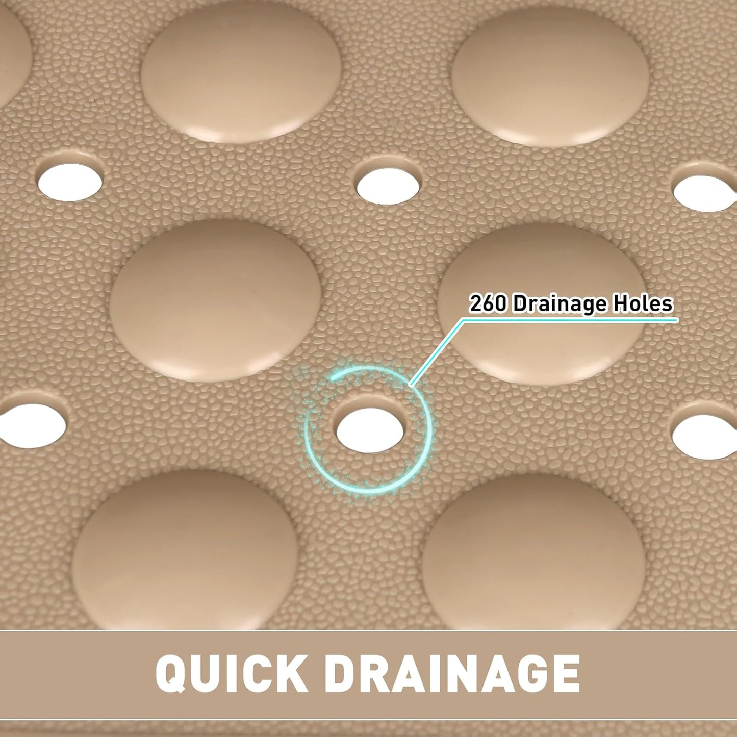 Shower Mat Non Slip: 35.4 x 23.6 Inch Extra Large TPE Shower Mats for Inside Shower - Anti Slip Shower Stall Matt with Drain Hole and Suction Cups for Elderly