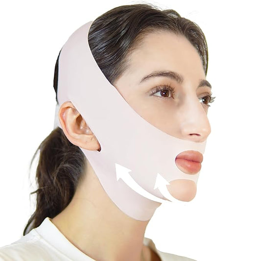 V Line Lifting Mask Chin Strap for Sleeping, Face Lifting Strap, Chin Strap, Jawline Shaper, Jaw Strap, Double Chin Reducer,Face Lift Tape & Snoring Solution (Pink)
