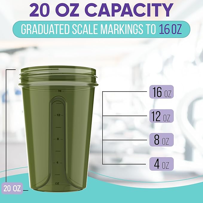 '-2 Pack- 20 oz Protein Shaker Bottles for Protein Mixes - 2x Wire Whisk | Leak Proof Shaker Cups for Protein Shakes and Pre Workout | Protein Shaker Bottle Pack