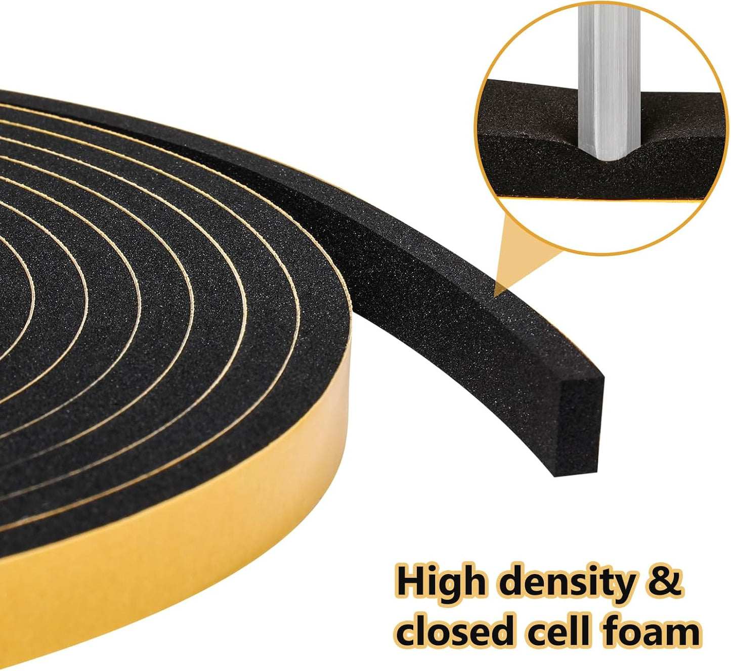 26Feet Weather Stripping Seal (2 Inch X 1/8 Inch) for Door Window, High Density Foam Tape, Soundproofing, Insulation Strip, Door Sealers for Door Frame- Black