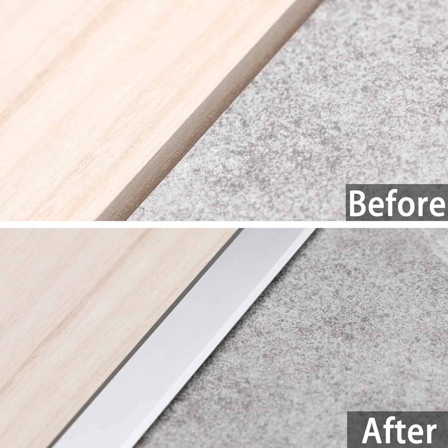 3Pcs Aluminum T Molding Trim & Floor Transition Strips, Flat Divider Strip for Door Threshold and Joining Flooring Gaps of Laminate Planks Tile (2.9Ft x 1.6In, Matte Silver)