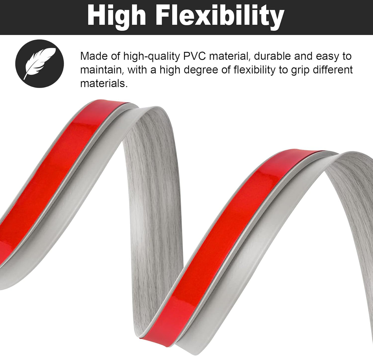 20Ft Carpet Floor Transition Strip, Self Adhesive Floor Edging Trim Strip, PVC Threshold Cover for Doorway, Floor Divider Strip Suitable for Threshold Height Less Than 5 mm - Gray Forest