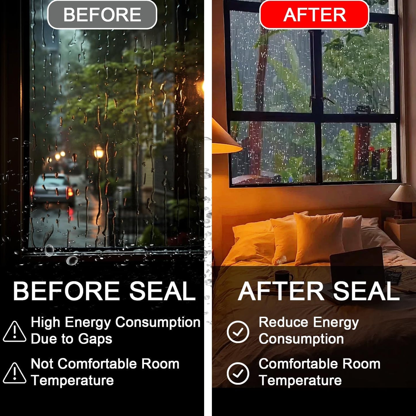 Transparent Window Weather Sealing Tape 2 Inch x 66 FT Weather Stripping Residue-Free Clear Window Insulation Caulk for Shower Glass Gaps and Clear Tape Doors Windows Windproof