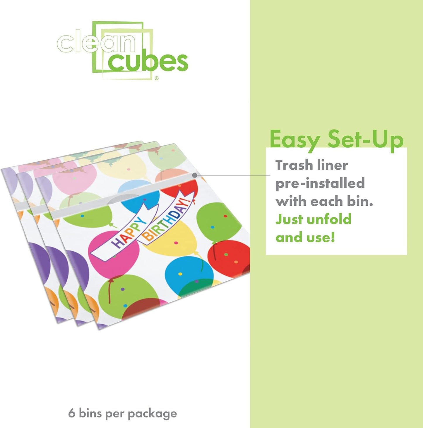 13 Gallon Disposable Pop-Up Trash Cans (6-Pack) with Fitted Bags – Foldable Garbage & Recycling Bins for Parties, Events & Kitchen (Birthday, 17" H x 13.5" W x 10" D)