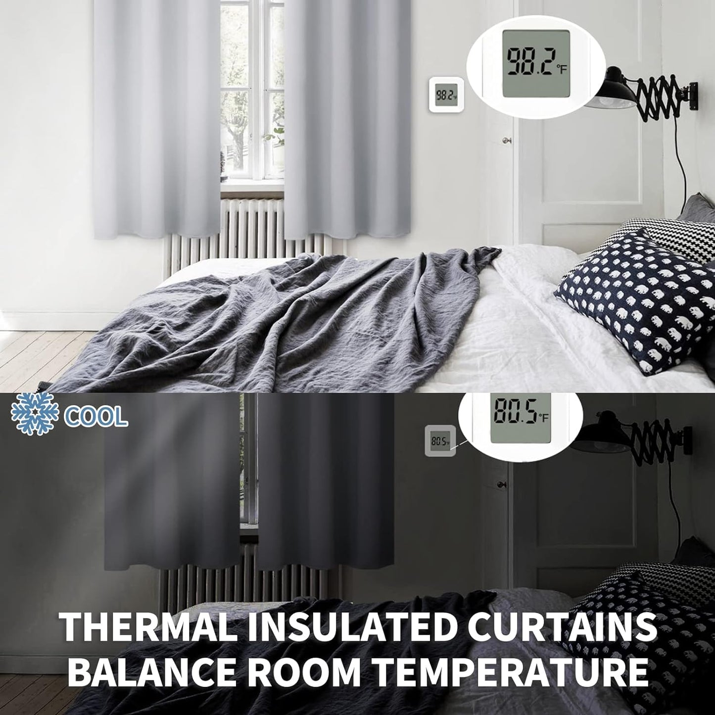 BGment Light Grey Blackout Curtains 54 Inches Long for Bedroom - Rod Pocket Thermal Insulated Drapes for Living Room Short Window Darkening Privacy, 42 x 54 Inch, 2 Panels