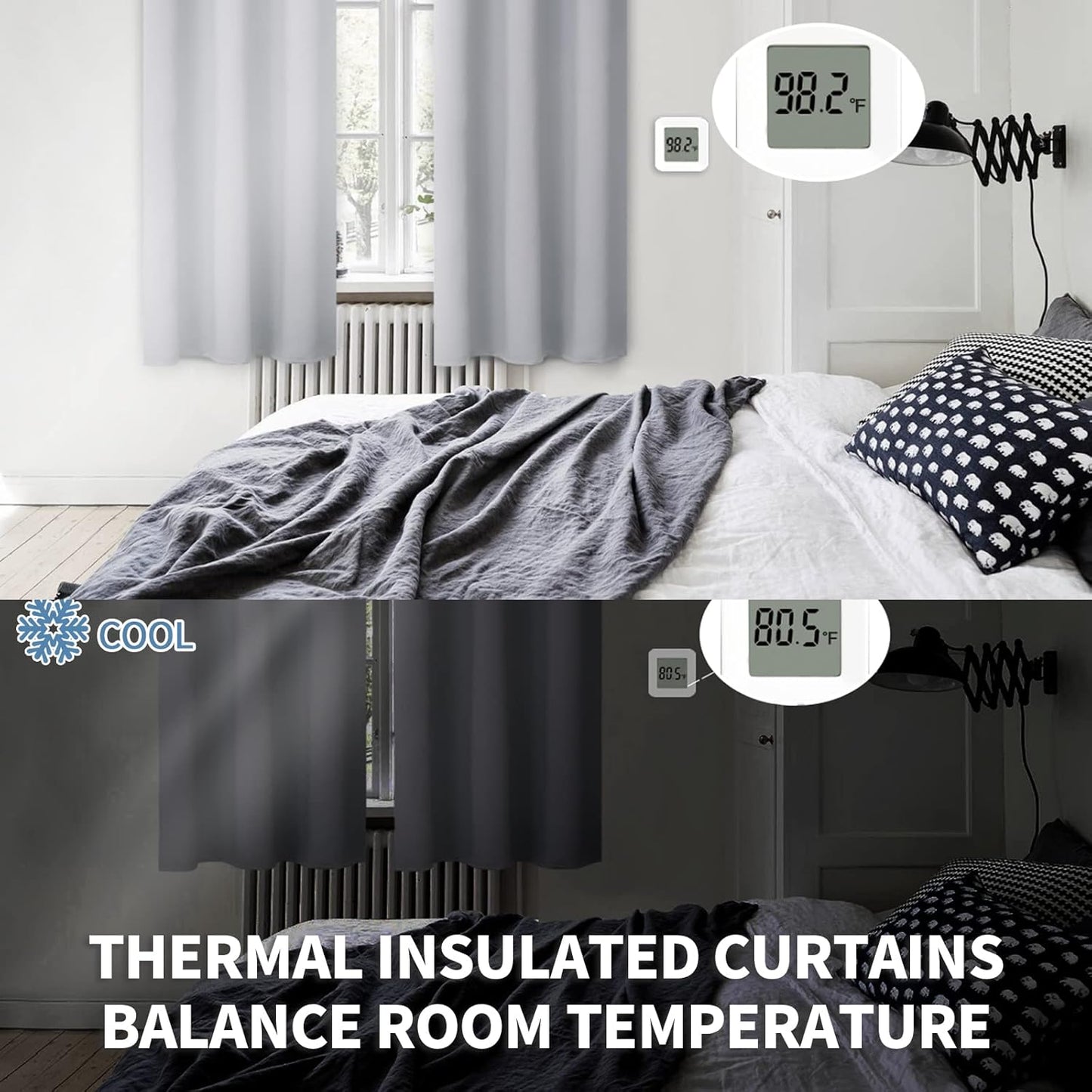 BGment Rod Pocket Blackout Curtains for Bedroom - Thermal Insulated Room Darkening Curtain for Living Room, 52 x 72 Inch, 2 Panels, Light Grey