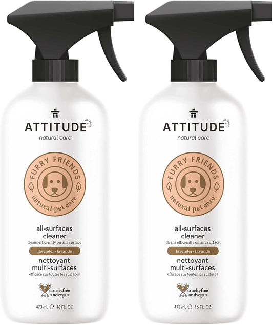 ATTITUDE All Surface Cleaner for Pets, Plant and Mineral-Based Ingredients, Vegan and Cruelty-free, Lavender, 16 Fl Oz (Pack of 2)