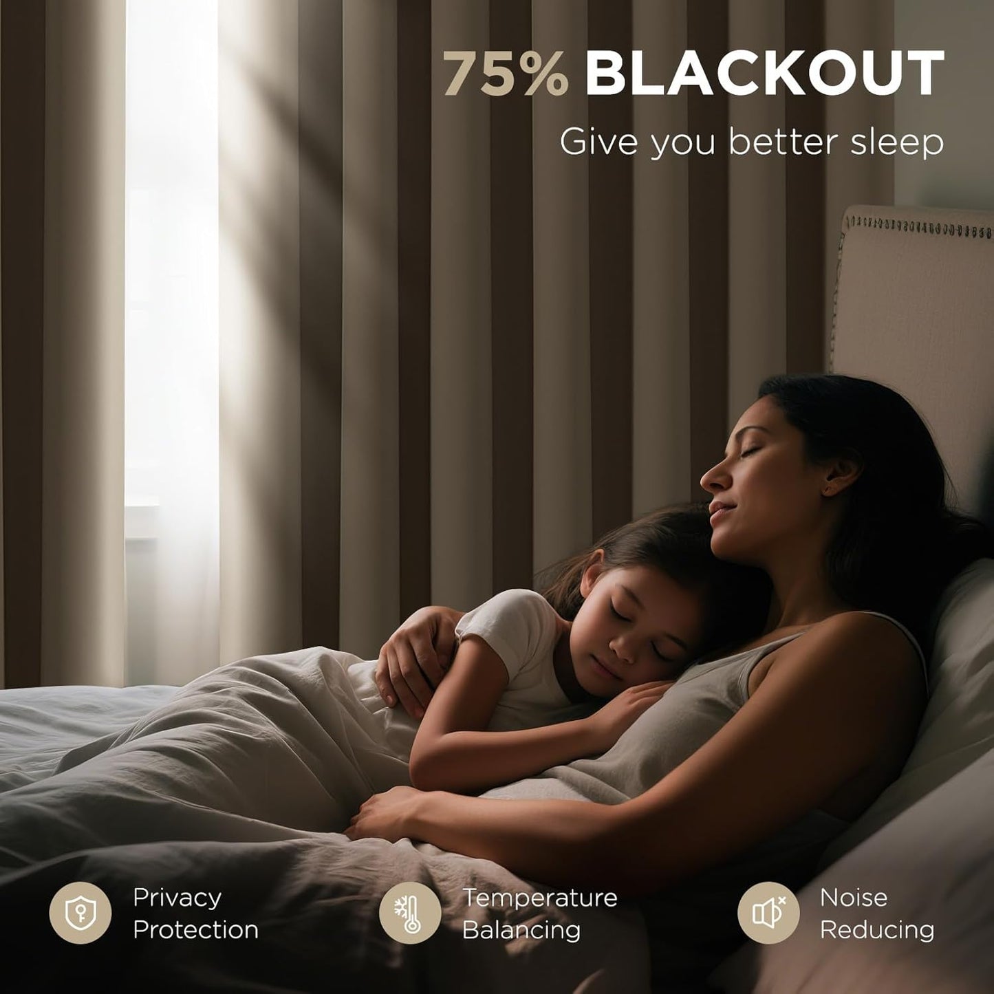 Joydeco Blackout Patio Sliding Door Curtains 90 Inches Long, Grommet Privacy Room Divider Curtains, Extra Wide Thermal Blackout Drapes for Bedroom Living Room (Light Beige, 70Wx90L, 1 Panel)