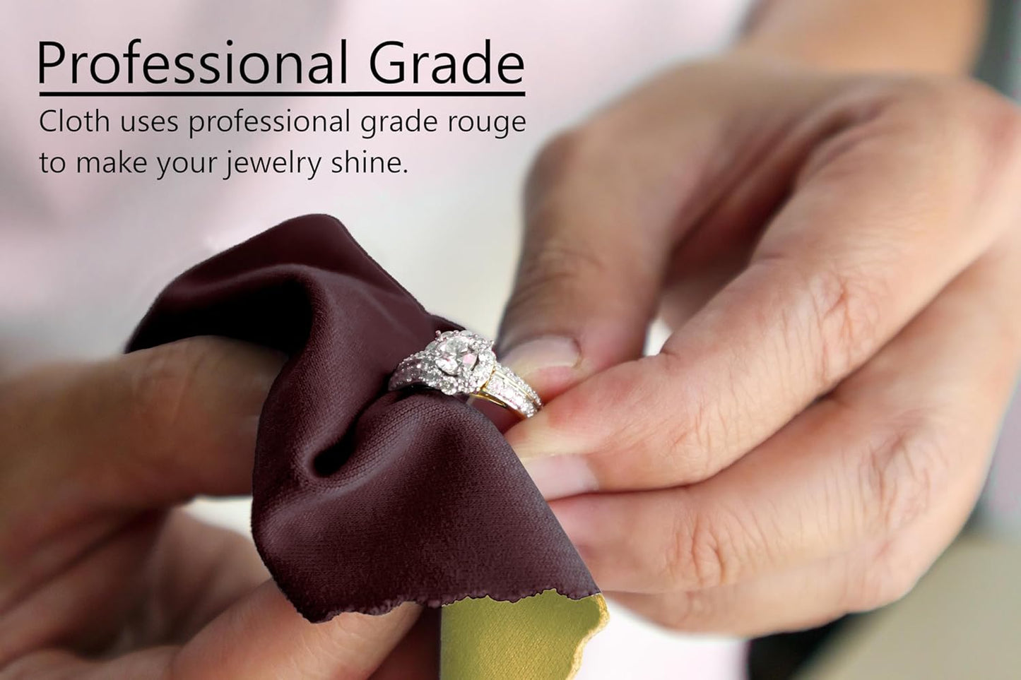 Cadie Silver Polishing Rouge Cloth - 100% Treated Cotton Polishing Cleaning Cloth For Gold Jewelries Platinum and Silverware - Reusable Rouge Cloths Restore Shines | 10 x 12 Inches - 3 Pack