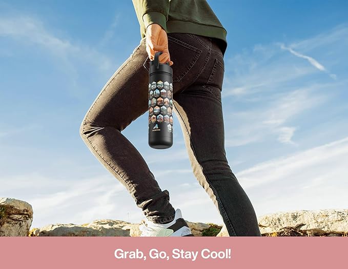 26 oz National Parks Water Bottle with Waterproof Stickers: 2-in-1 Straw Spout Lid, Keep Cold 24H, Leakproof, Car CupHolder Friendly, Insulated Stainless Steel Cup for Travel, Sports, School (Pink)