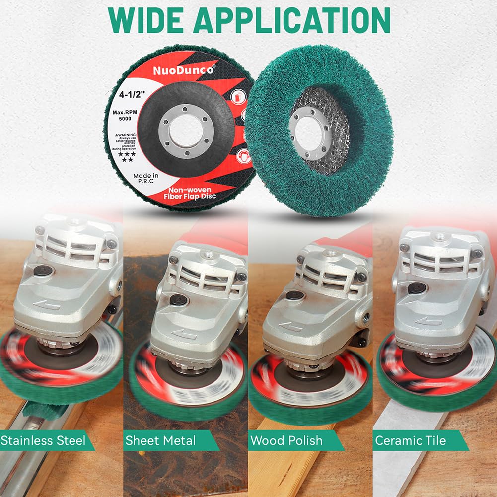 10Pcs 180 Grit Scour Flap Disc 4 1/2 Inch Angle Grinder Attachment Coarse Sanding Disc Paint Rust Remover Wire Brush Metal Polishing Wheel